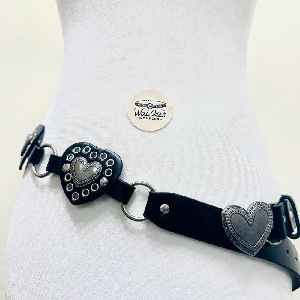 Black and silver heart belt